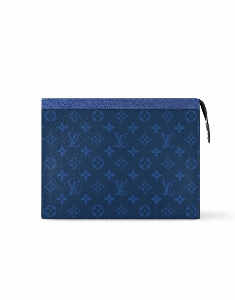 Louis Vuitton Pochette Voyage MM Monogram Eclipse Canvas Pacific Blue For Men 10.6in/27cm M30423