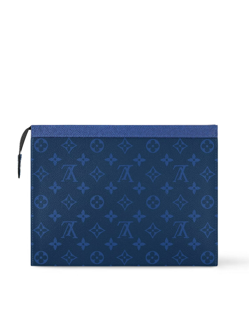 Louis Vuitton Pochette Voyage MM Monogram Eclipse Canvas Pacific Blue For Men 10.6in/27cm M30423