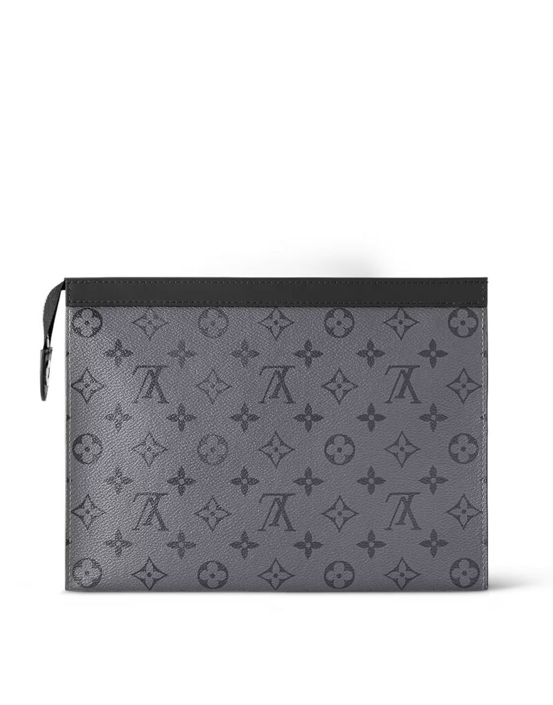 Louis Vuitton Pochette Voyage MM Monogram Eclipse Bag Grey For Men 10,6in/27cm M69535