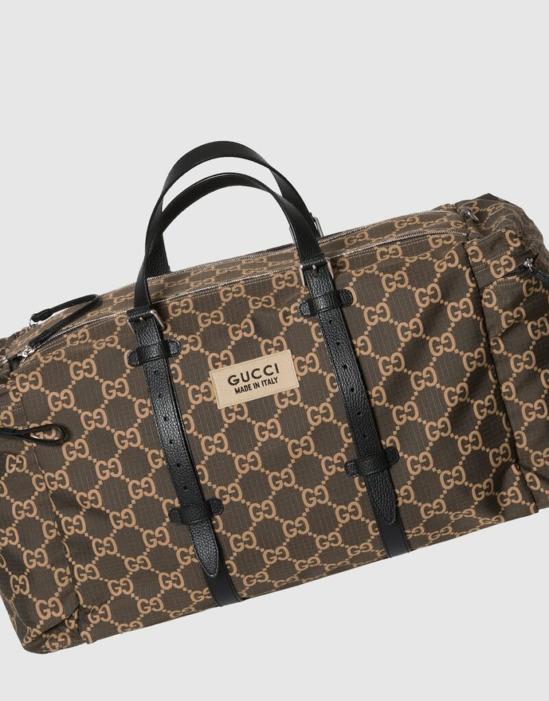 Gucci Maxi GG Ripstop Duffle Bag Brown For Men 23.6 in/ 60 cm 767935 FACPK 9442