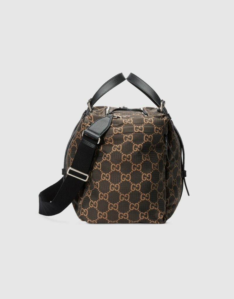 Gucci Maxi GG Ripstop Duffle Bag Brown For Men 23.6 in/ 60 cm 767935 FACPK 9442