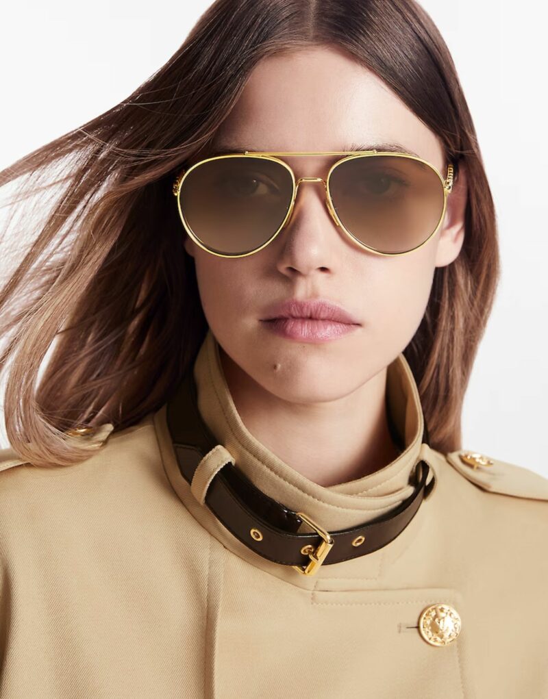 Louis Vuitton My LV Chain Pilot Sunglasses Gold For Women Z1539W