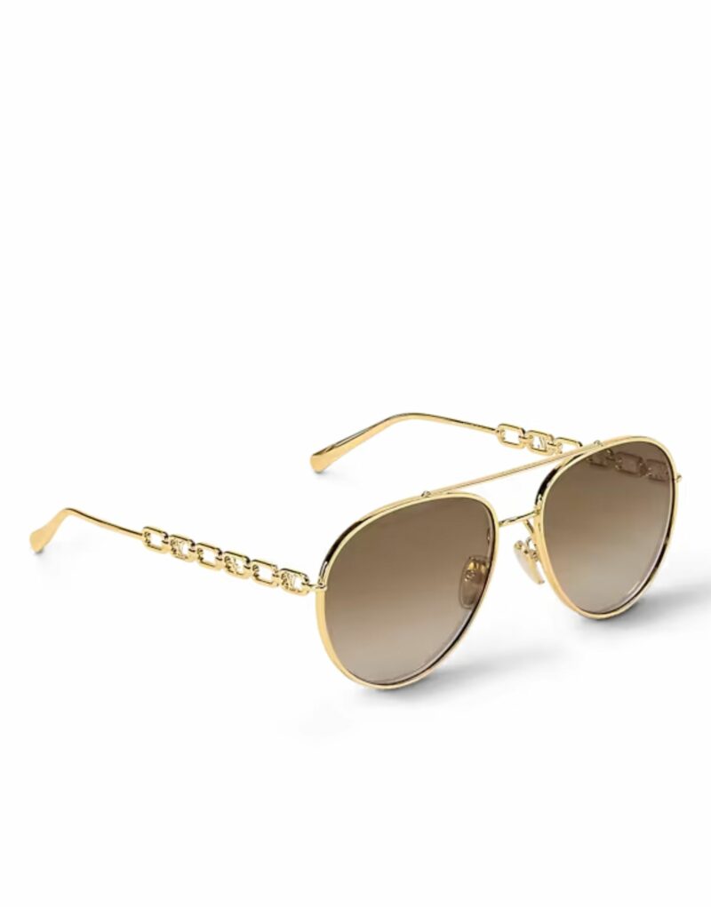 Louis Vuitton My LV Chain Pilot Sunglasses Gold For Women Z1539W