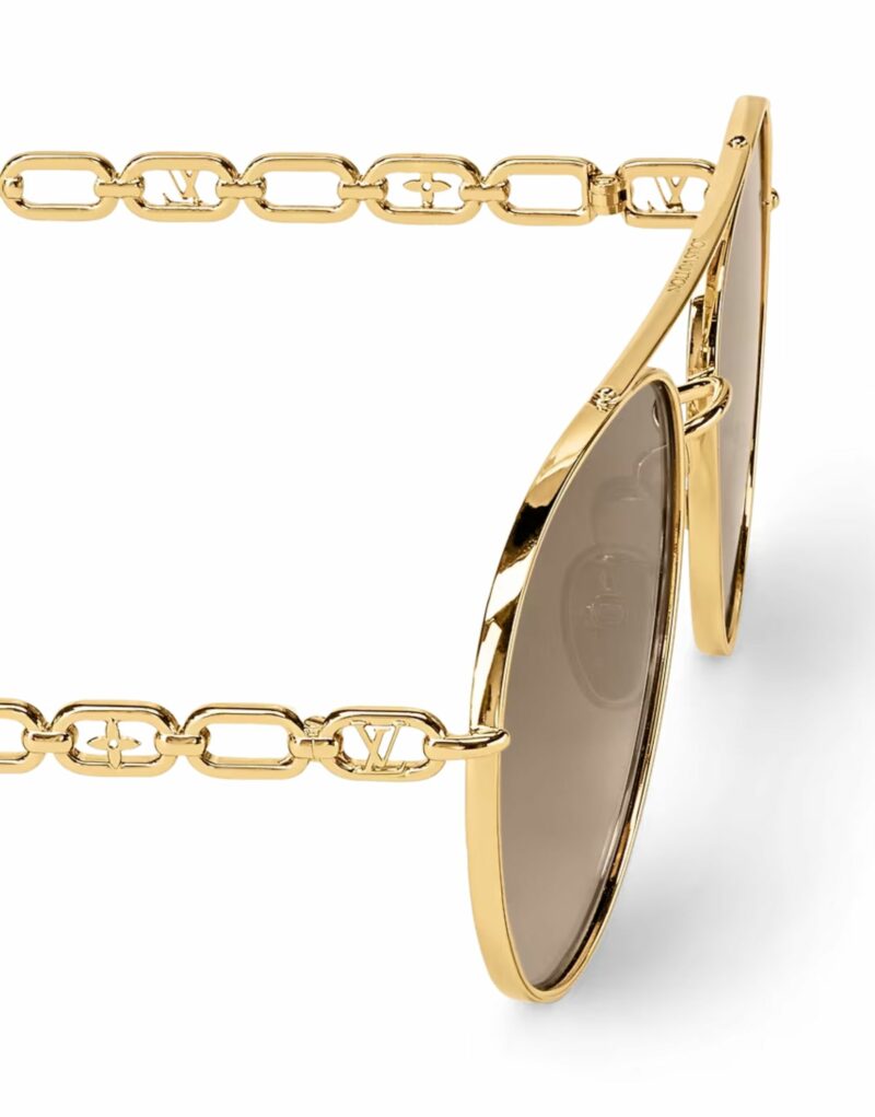 Louis Vuitton My LV Chain Pilot Sunglasses Gold For Women Z1539W