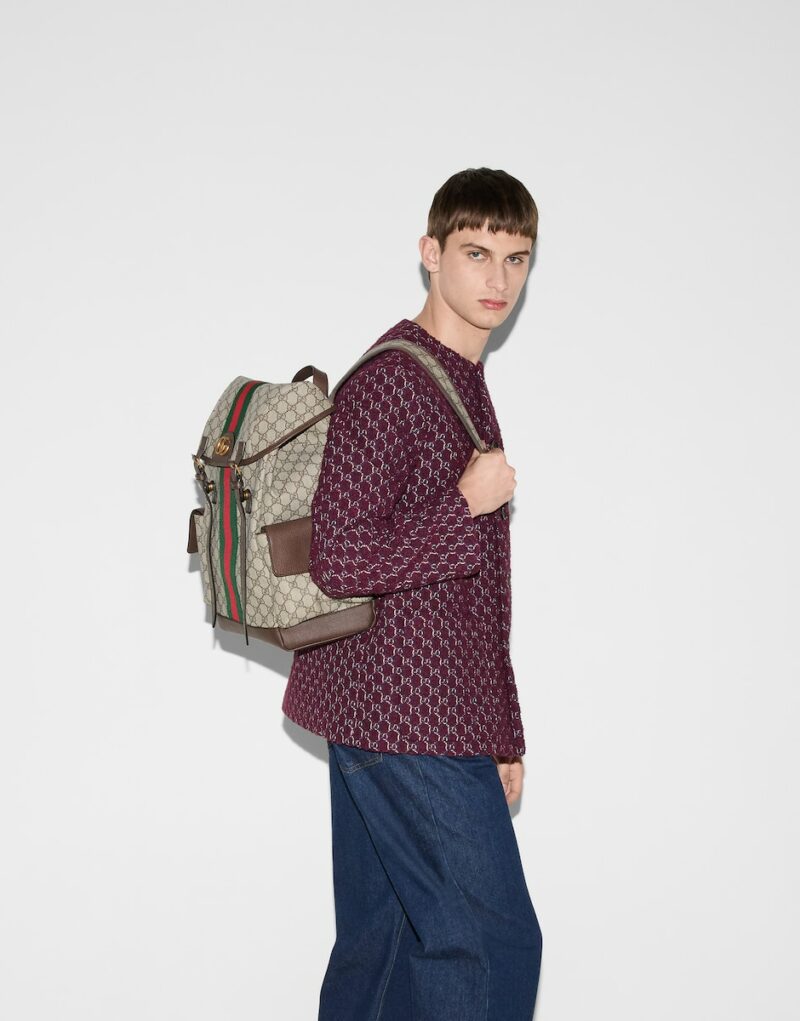 Gucci Ophidia Medium Backpack Beige For Men 15.7 in/ 40 cm 598140 HUHAT 8564
