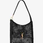 Saint Laurent Oxalis Bag In Raffia Macramé Black For Women 15.7 Inches/ 40 Cm 781289GAAEA1000