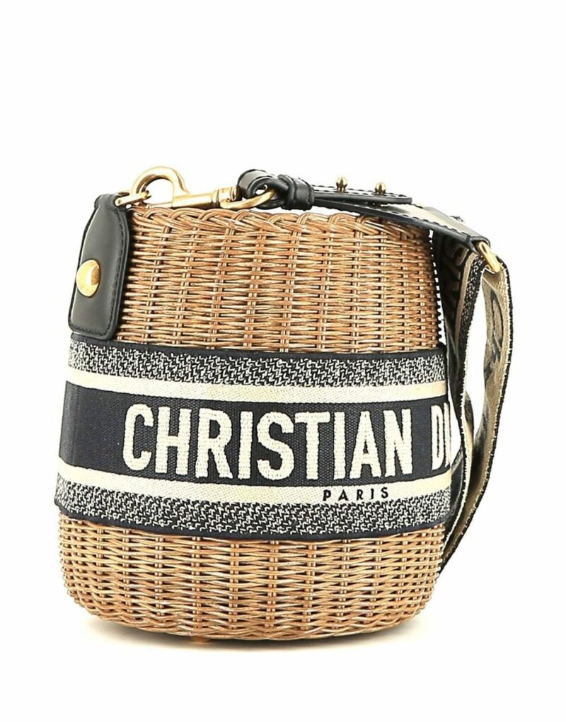 Dior Wicker Bucket Shoulder Bag Beige For Women 7.9in / 20cm