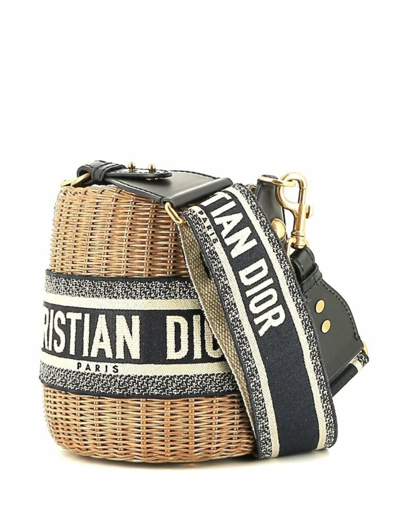 Dior Wicker Bucket Shoulder Bag Beige For Women 7.9in / 20cm
