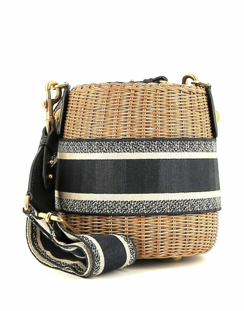 Dior Wicker Bucket Shoulder Bag Beige For Women 7.9in / 20cm