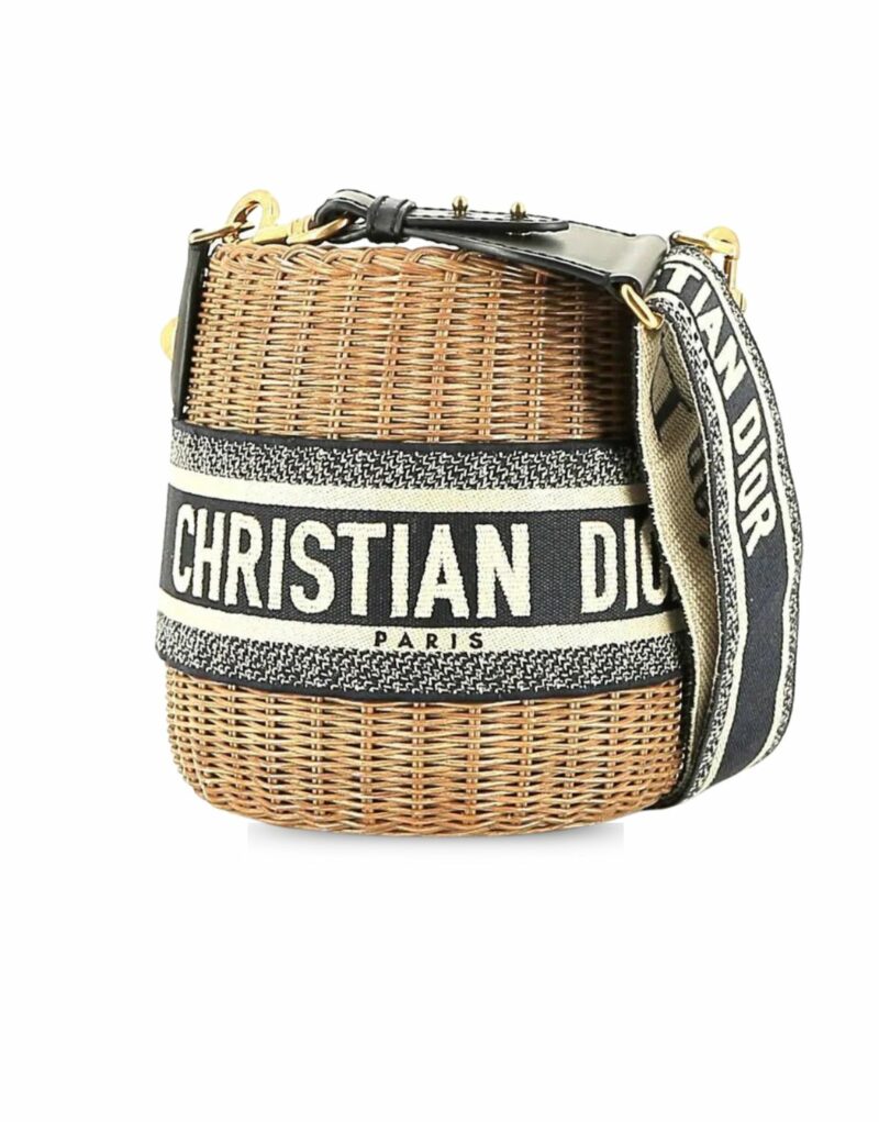 Dior Wicker Bucket Shoulder Bag Beige For Women 7.9in / 20cm