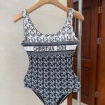Dior Swimsuit Horizontal Stripe White For Women