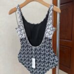 Dior Swimsuit Horizontal Stripe White For Women