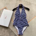 Dior Swimsuit Lace-Up Oblique Blue For Women