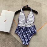 Dior Swimsuit Lace-Up Oblique Blue For Women