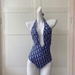 Dior Swimsuit Lace-Up Oblique Blue For Women