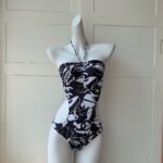 Chanel Swimsuit Lace-Up Neck Black For Women