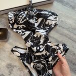 Chanel Swimsuit Lace-Up Neck Black For Women
