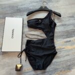 Chanel Swimsuit Drawstring Black For Women