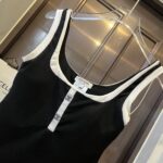Chanel Swimsuit Square Neck Black For Women
