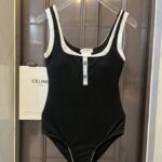 Chanel Swimsuit Square Neck Black For Women