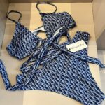 Dior Swimsuit Oblique Lace-Up Chest Black For Women