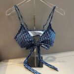 Dior Swimsuit Oblique Lace-Up Chest Black For Women