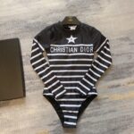 Dior Swimsuit Star Long Sleeves Black For Women