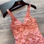 Louis Vuitton Swimsuit Twist Chest Signature Pink For Women