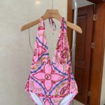 Louis Vuitton Swimsuit Deep V-Neck Design Dark Pink For Women