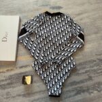 Dior Swimsuit Long Sleeves Oblique Black For Women