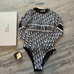 Dior Swimsuit Long Sleeves Oblique Black For Women