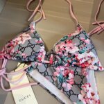 Dior Swimsuit Flower Checkered Pink For Women