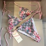 Dior Swimsuit Flower Checkered Pink For Women