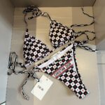 Dior Swimsuit Heart Checkered Black For Women