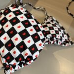 Dior Swimsuit Heart Checkered Black For Women