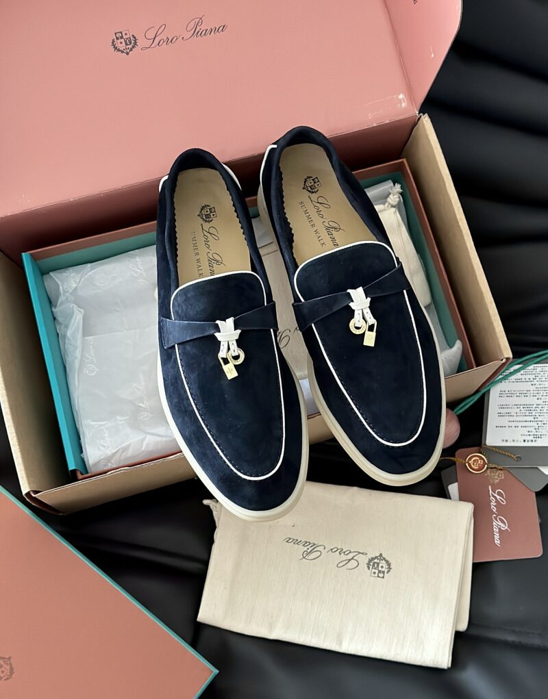 Loro Piana Summer Charms Walk Loafers Navy Blue For Women - FAL5899 W000