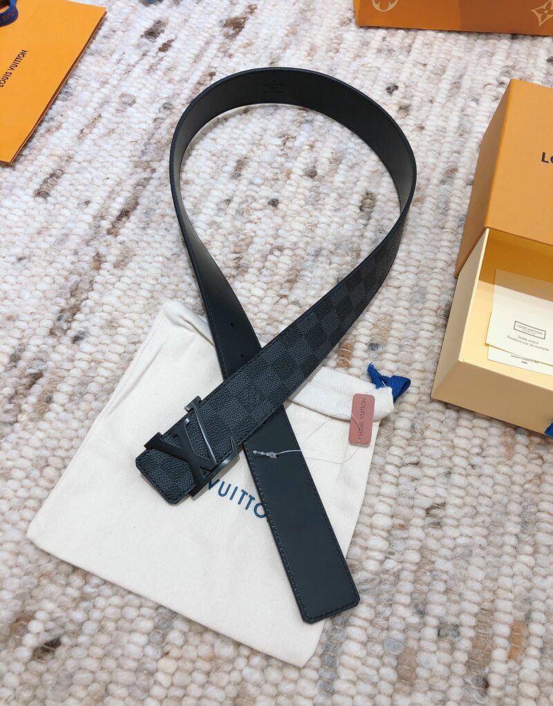 Louis Vuitton LV Initiales Damier Azur Canvas Belt Black For Women