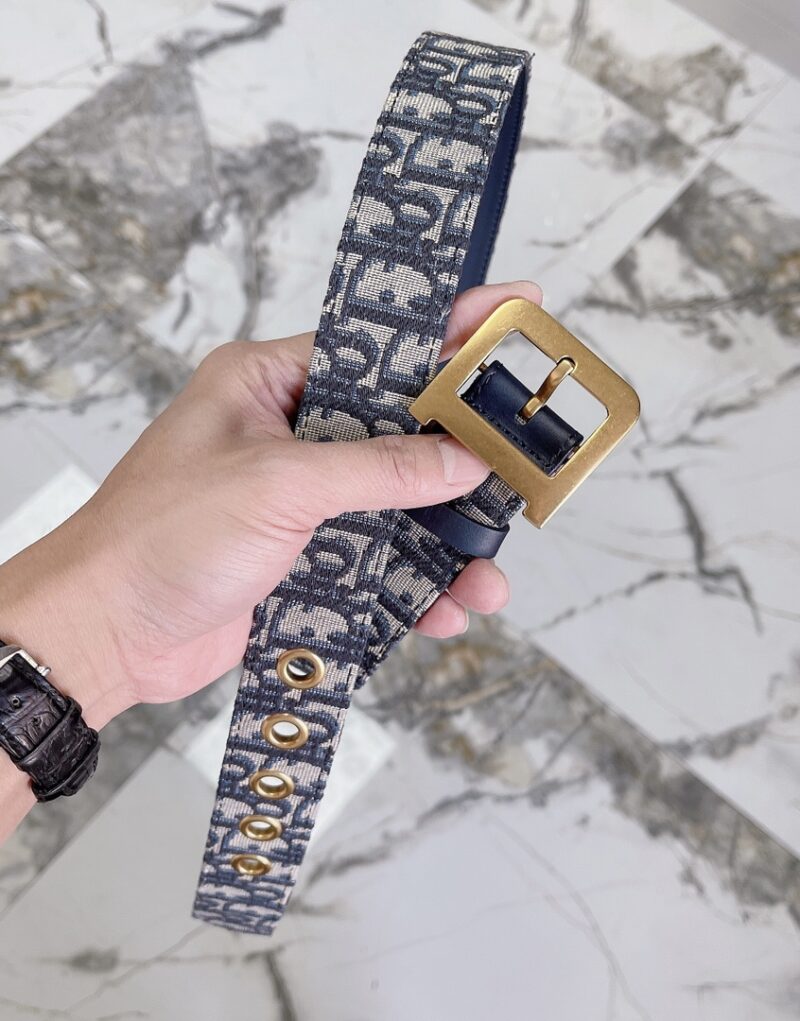 Christian Dior Oblique Belt Blue For Women