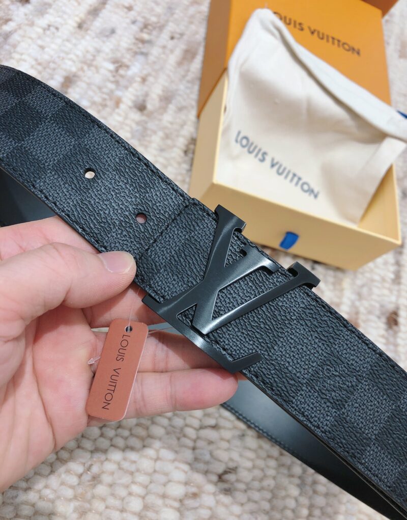 Louis Vuitton LV Initiales Damier Azur Canvas Belt Black For Women