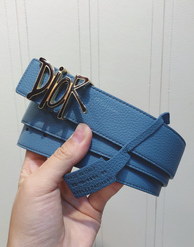 Christian Dior Black D-Fence Buckle Belt Blue For Women