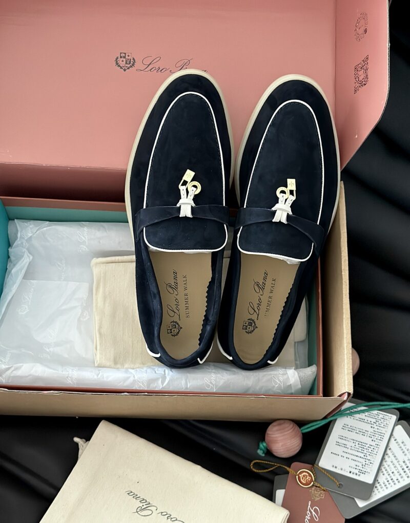 Loro Piana Summer Charms Walk Loafers Navy Blue For Women - FAL5899 W000