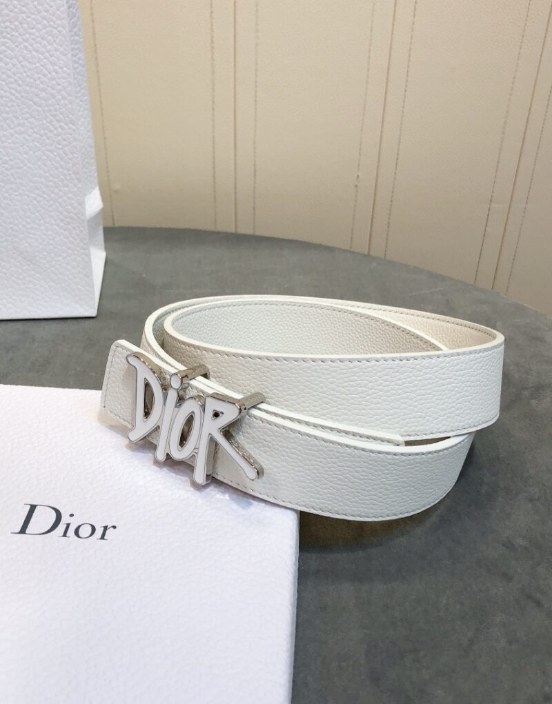 Christian Dior D-Fence Buckle Belt White For Women
