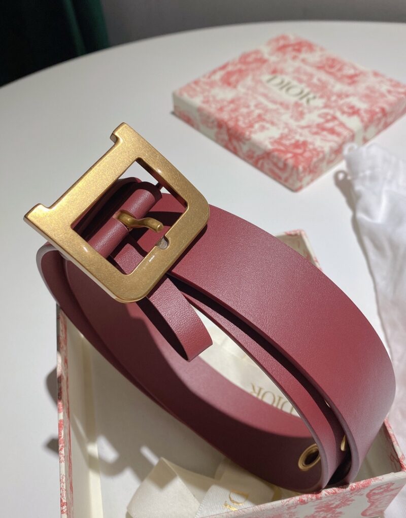 Christian Dior D-Shaped Lock Belt Red For Women