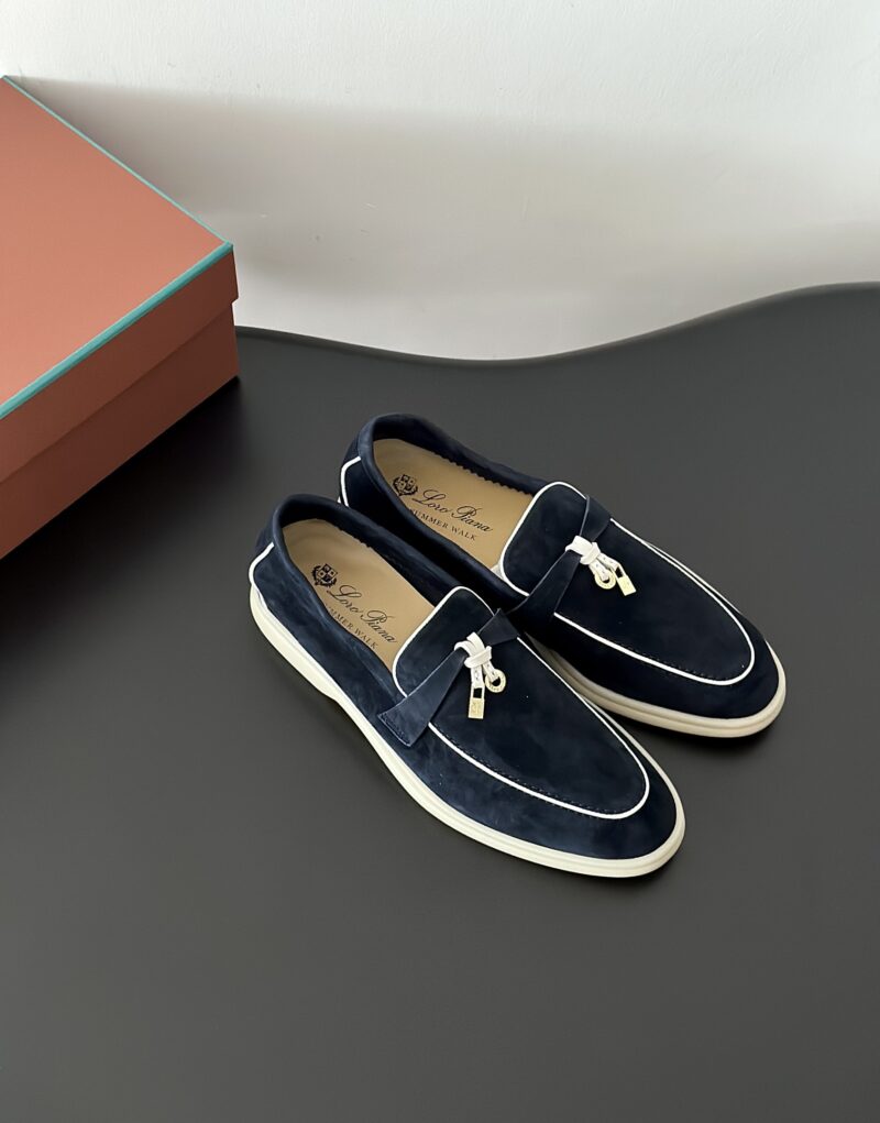 Loro Piana Summer Charms Walk Loafers Navy Blue For Women - FAL5899 W000