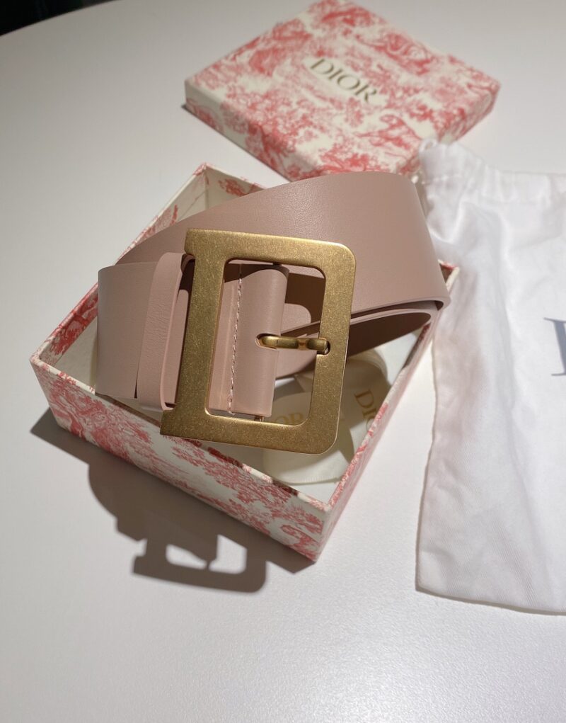 Christian Dior D-Shaped Lock Belt Light Pink For Women