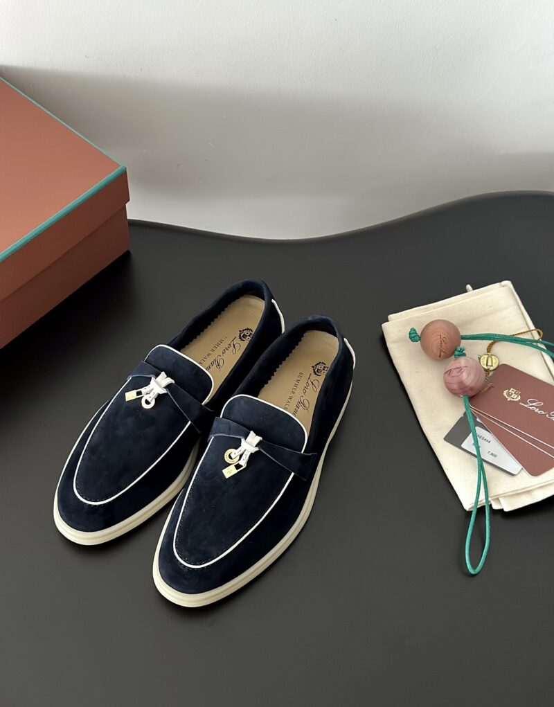 Loro Piana Summer Charms Walk Loafers Navy Blue For Women - FAL5899 W000