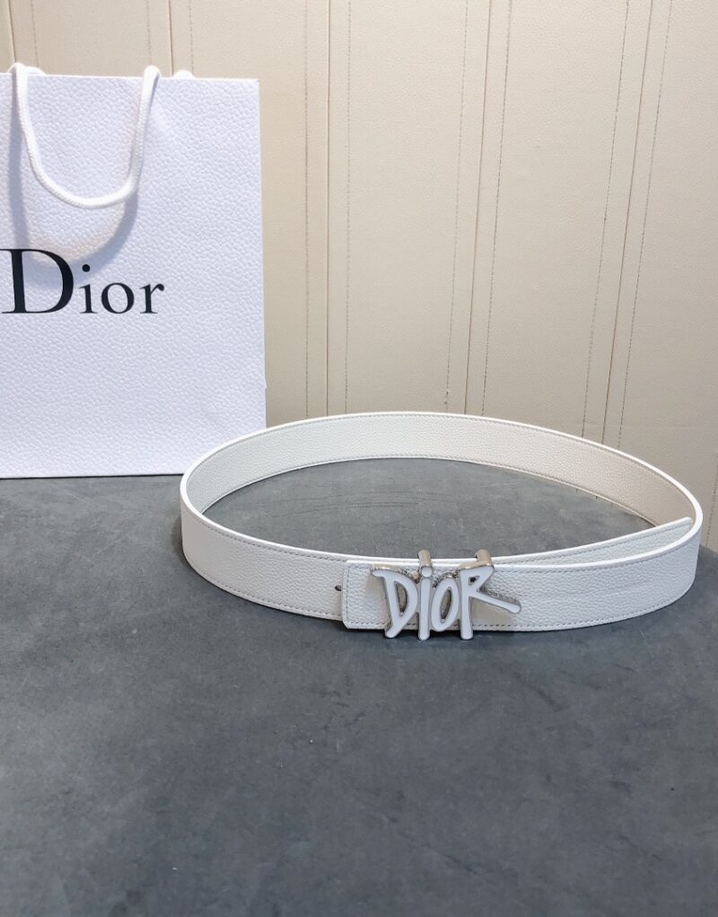Christian Dior D-Fence Buckle Belt White For Women