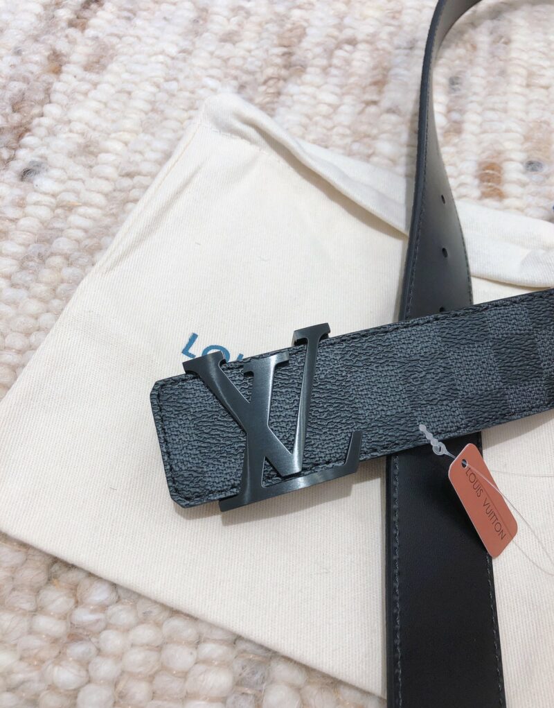 Louis Vuitton LV Initiales Damier Azur Canvas Belt Black For Women