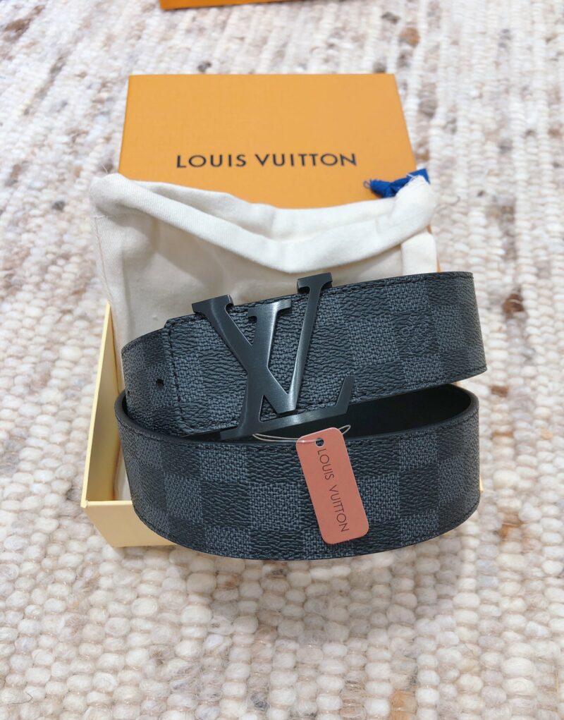 Louis Vuitton LV Initiales Damier Azur Canvas Belt Black For Women