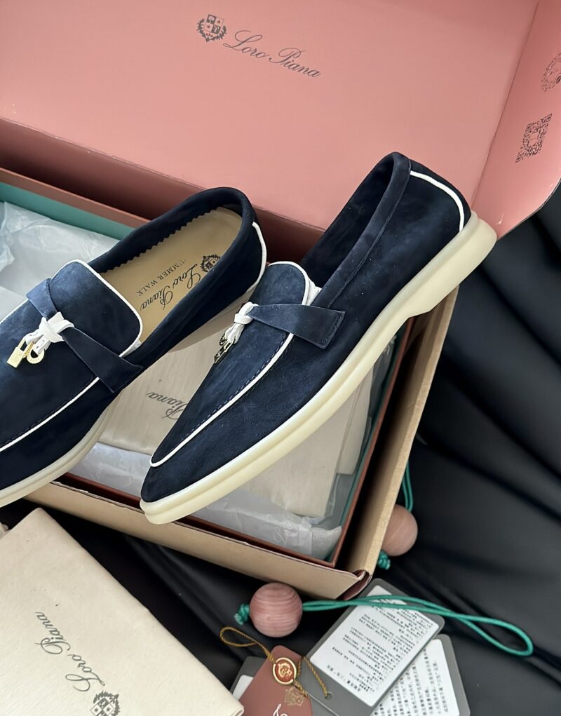 Loro Piana Summer Charms Walk Loafers Navy Blue For Women - FAL5899 W000